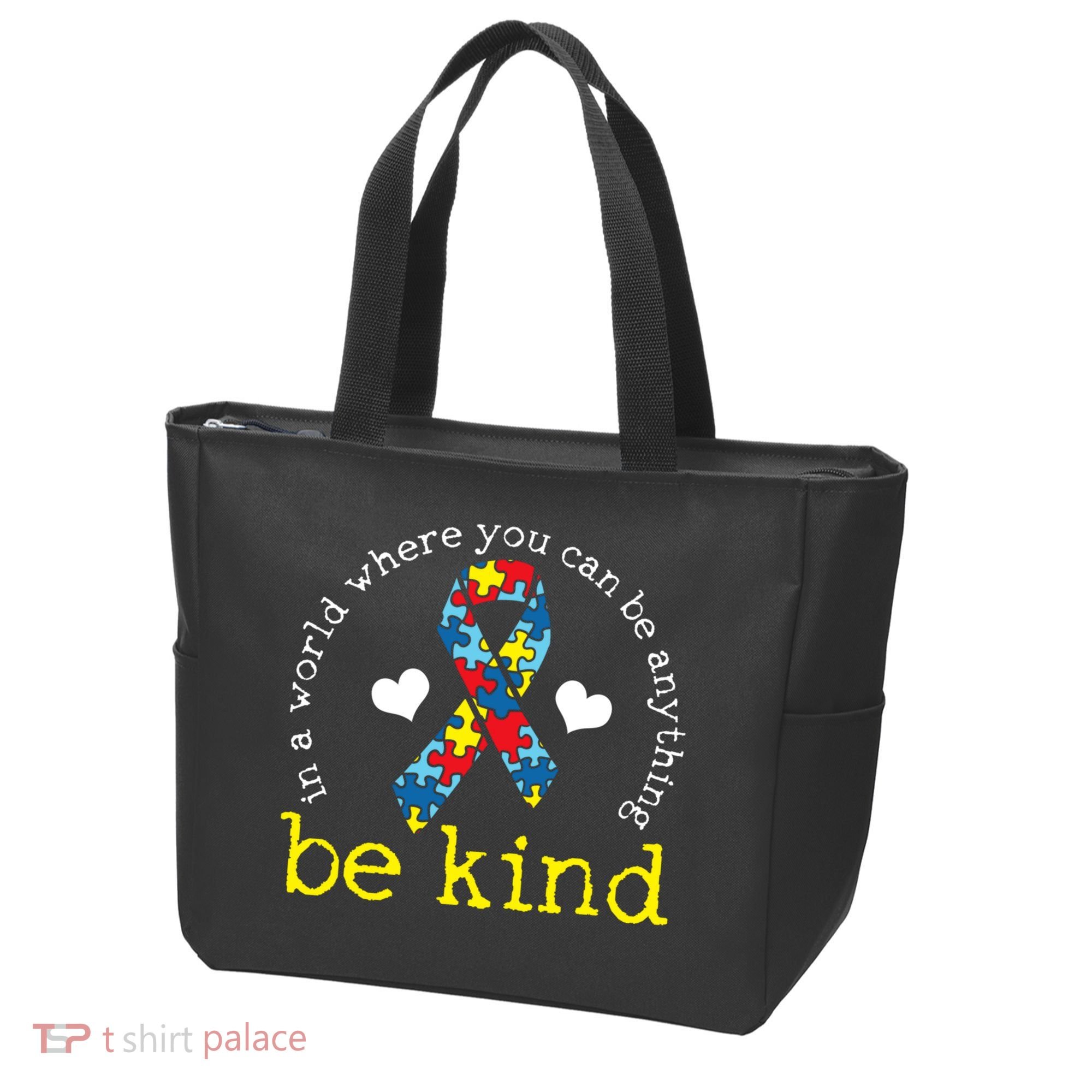 Autism Awareness Be Kind Kindness Ribbon Heart Tote Bag