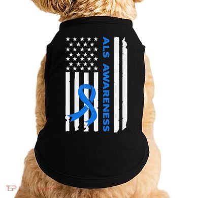 Als Awareness Blue Ribbon American Flag Doggie Tank