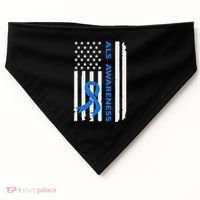 Als Awareness Blue Ribbon American Flag USA-Made Doggie Bandana thumb 0