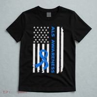 Als Awareness Blue Ribbon American Flag T-Shirt thumb 5