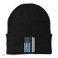 Als Awareness Blue Ribbon American Flag Beanie thumb 0