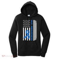 Als Awareness Blue Ribbon American Flag Women's Hoodie thumb 0
