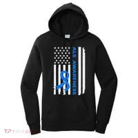 Als Awareness Blue Ribbon American Flag Women's Hoodie thumb 0