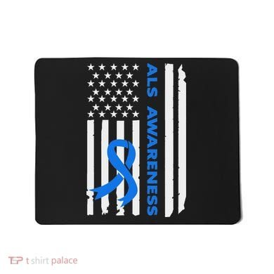 Als Awareness Blue Ribbon American Flag Mousepad