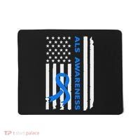 Als Awareness Blue Ribbon American Flag Mousepad thumb 0