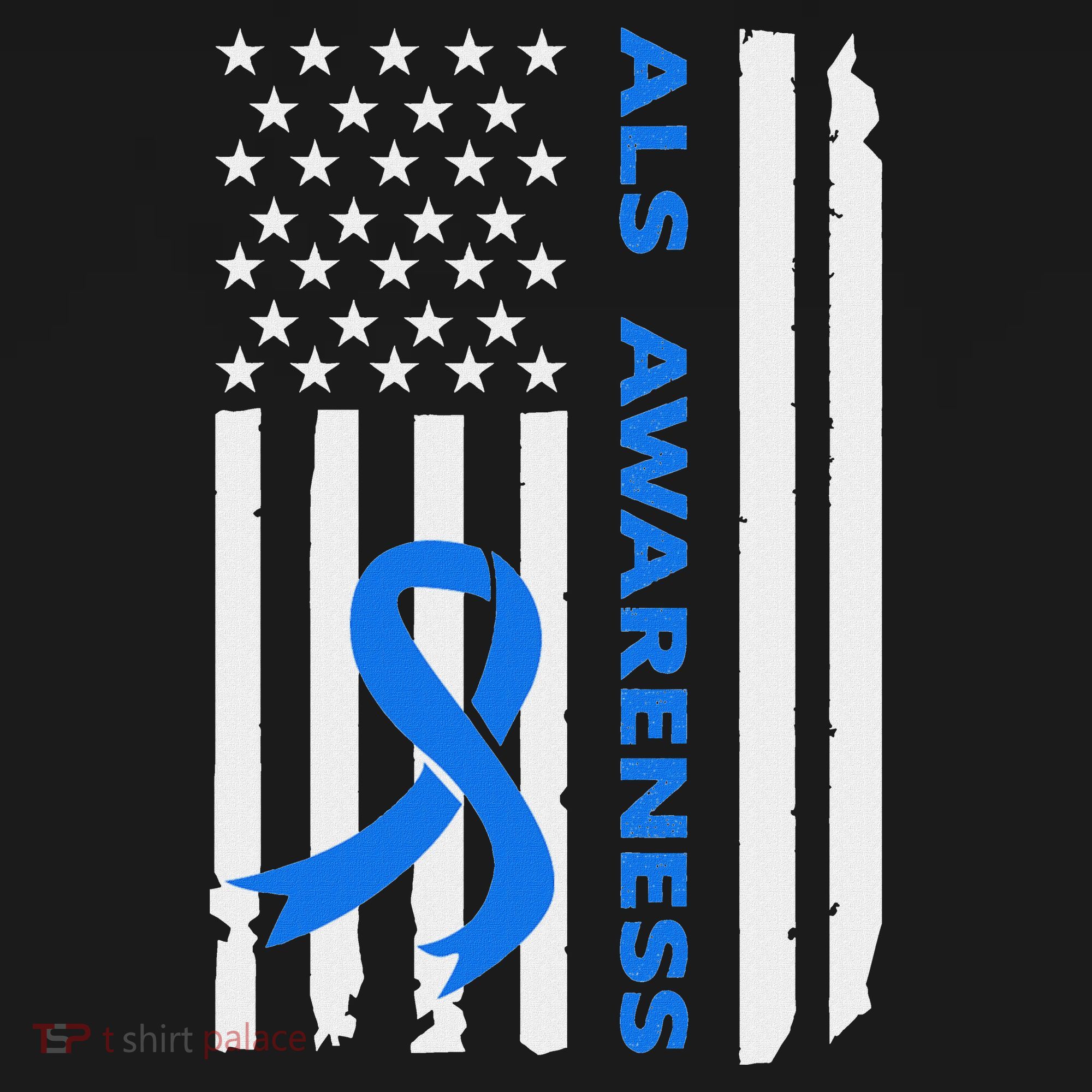 Als Awareness Blue Ribbon American Flag Mousepad