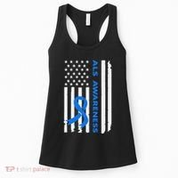 Als Awareness Blue Ribbon American Flag Women's Tank Top thumb 0
