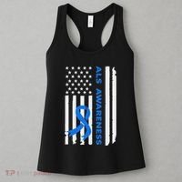 Als Awareness Blue Ribbon American Flag Women's Tank Top thumb 3