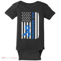Als Awareness Blue Ribbon American Flag Baby Bodysuit thumb 0