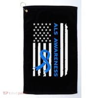 Als Awareness Blue Ribbon American Flag Golf Towel thumb 0