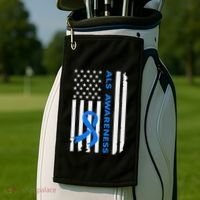 Als Awareness Blue Ribbon American Flag Golf Towel thumb 2