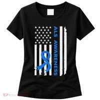 Als Awareness Blue Ribbon American Flag Women's T-Shirt thumb 0