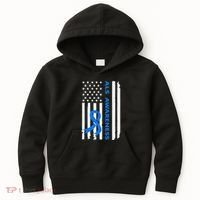 Als Awareness Blue Ribbon American Flag Kids Hoodie thumb 0