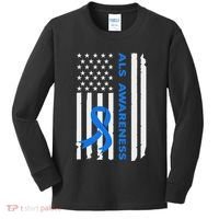 Als Awareness Blue Ribbon American Flag Kids Long Sleeve Shirt thumb 0