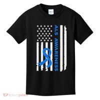 Als Awareness Blue Ribbon American Flag Kids T-Shirt thumb 0