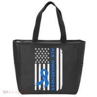 Als Awareness Blue Ribbon American Flag Tote Bag thumb 0