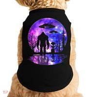Alien And Bigfoot Full Moon Sasquatch Ufo Doggie Tank thumb 0