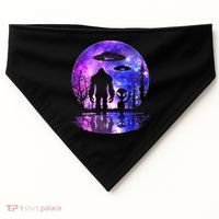 Alien And Bigfoot Full Moon Sasquatch Ufo USA-Made Doggie Bandana thumb 0