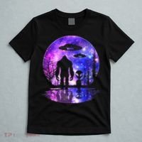 Alien And Bigfoot Full Moon Sasquatch Ufo T-Shirt thumb 5