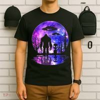 Alien And Bigfoot Full Moon Sasquatch Ufo T-Shirt thumb 6