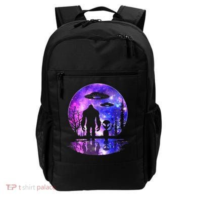 Alien And Bigfoot Full Moon Sasquatch Ufo Backpack