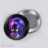 Alien And Bigfoot Full Moon Sasquatch Ufo Button thumb 0