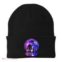 Alien And Bigfoot Full Moon Sasquatch Ufo Beanie thumb 0