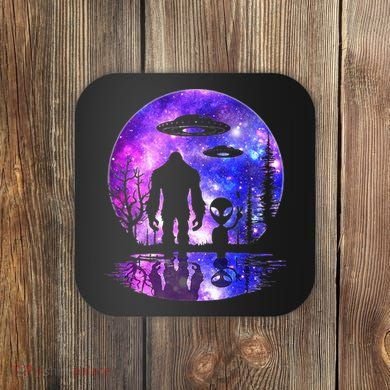 Alien And Bigfoot Full Moon Sasquatch Ufo Coaster