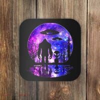 Alien And Bigfoot Full Moon Sasquatch Ufo Coaster thumb 0