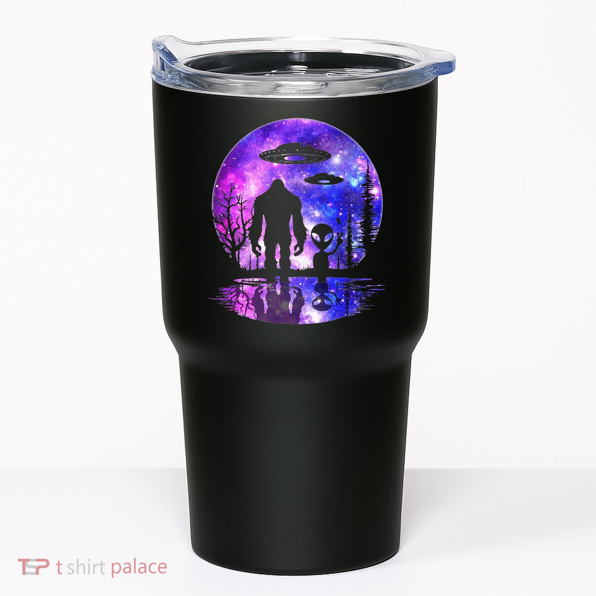 Alien And Bigfoot Full Moon Sasquatch Ufo Tumbler