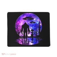 Alien And Bigfoot Full Moon Sasquatch Ufo Mousepad thumb 0
