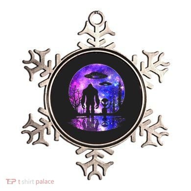 Alien And Bigfoot Full Moon Sasquatch Ufo Ornament