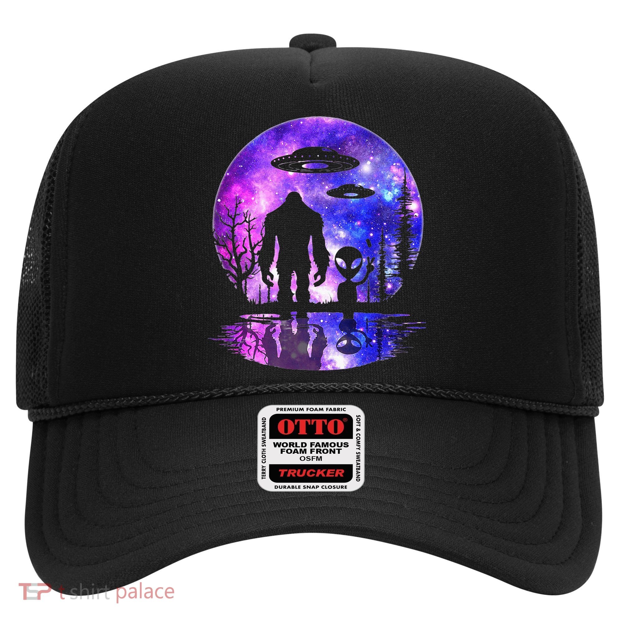 Alien And Bigfoot Full Moon Sasquatch Ufo Hat