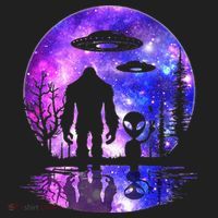 Alien And Bigfoot Full Moon Sasquatch Ufo Hat thumb 2