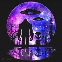 Alien And Bigfoot Full Moon Sasquatch Ufo Toddler Hoodie thumb 2