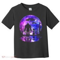 Alien And Bigfoot Full Moon Sasquatch Ufo Toddler T-Shirt thumb 0