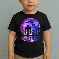 Alien And Bigfoot Full Moon Sasquatch Ufo Toddler T-Shirt thumb 2
