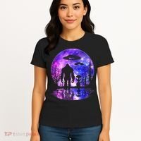 Alien And Bigfoot Full Moon Sasquatch Ufo Women's T-Shirt thumb 4