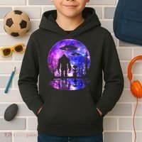Alien And Bigfoot Full Moon Sasquatch Ufo Kids Hoodie thumb 2