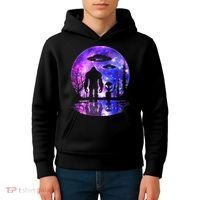 Alien And Bigfoot Full Moon Sasquatch Ufo Kids Hoodie thumb 4