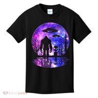 Alien And Bigfoot Full Moon Sasquatch Ufo Kids T-Shirt thumb 0