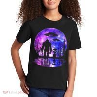 Alien And Bigfoot Full Moon Sasquatch Ufo Kids T-Shirt thumb 2