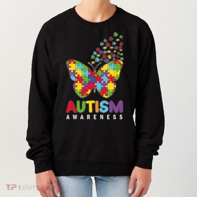 Autism Awareness Butterfly Puzzle Pieces Women's Sweatshirt