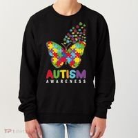 Autism Awareness Butterfly Puzzle Pieces Women's Sweatshirt thumb 0