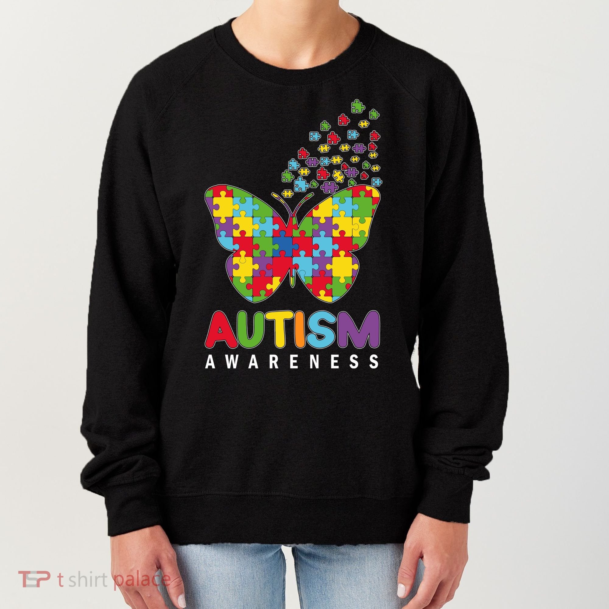 Autism Awareness Butterfly Puzzle Pieces Women's Sweatshirt