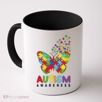 Autism Awareness Butterfly Puzzle Pieces Coffee Mug thumb 0