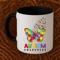 Autism Awareness Butterfly Puzzle Pieces Coffee Mug thumb 2
