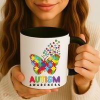 Autism Awareness Butterfly Puzzle Pieces Coffee Mug thumb 3