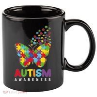 Autism Awareness Butterfly Puzzle Pieces 11oz C Handle Ceramic Mug thumb 0