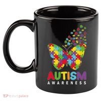 Autism Awareness Butterfly Puzzle Pieces 11oz C Handle Ceramic Mug thumb 2